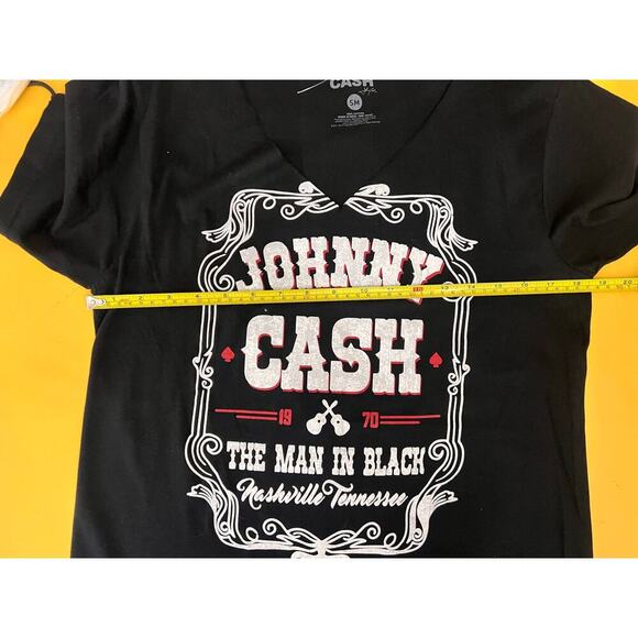 Johnny Cash The Man In Black Nashville V Cut Out Short Sleeve Tee Size Small - Picture 6 of 6